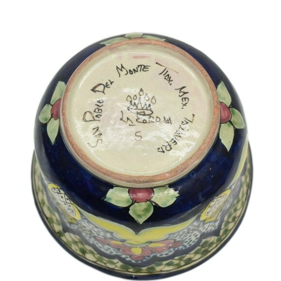 Vintage Mexican Pottery Cachepot Talavera San Pablo Del Monte Tlaxcala Mexico - Picture 9 of 9